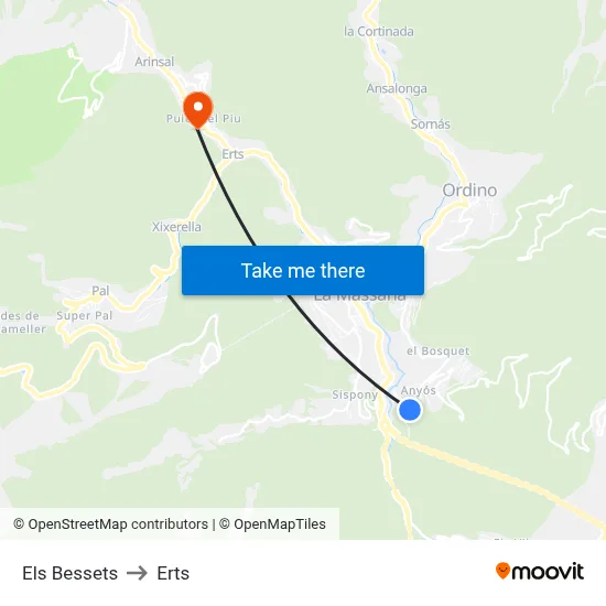 Els Bessets to Erts map