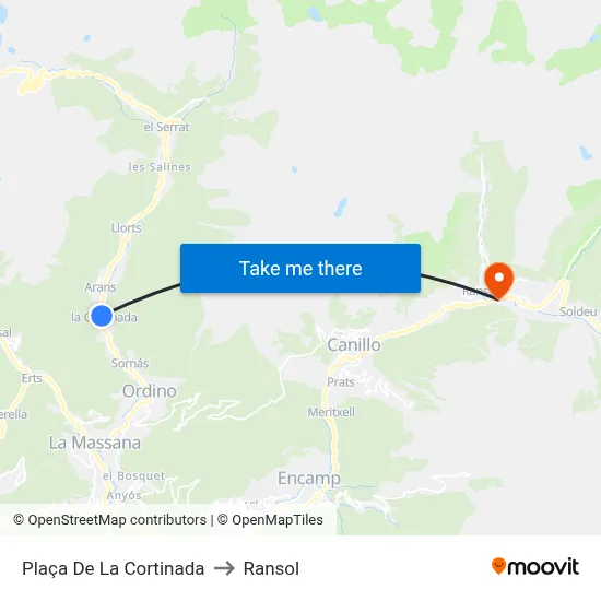 Plaça De La Cortinada to Ransol map