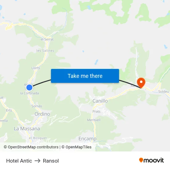 Hotel Antic to Ransol map