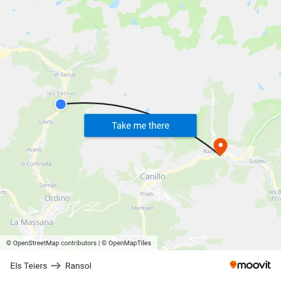 Els Teiers to Ransol map