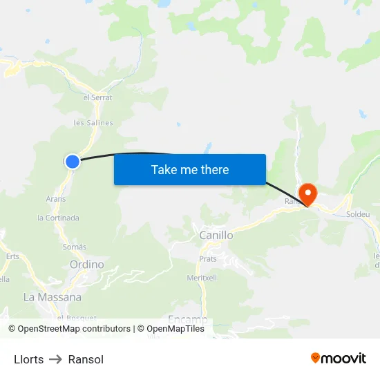Llorts to Ransol map