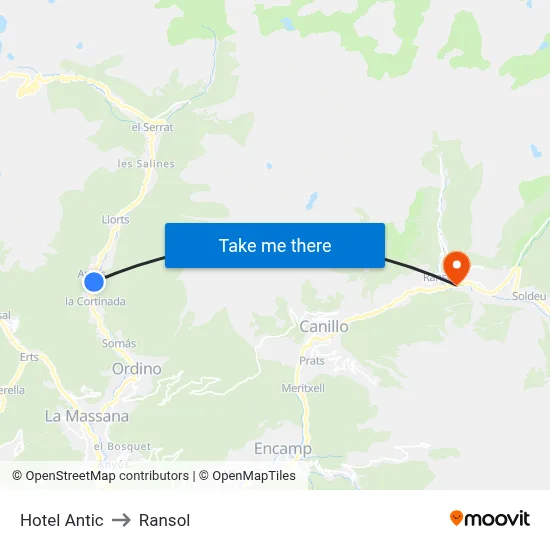 Hotel Antic to Ransol map