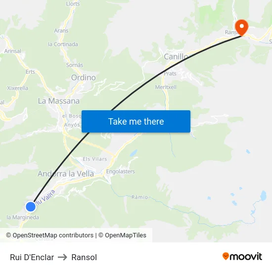 Rui D'Enclar to Ransol map