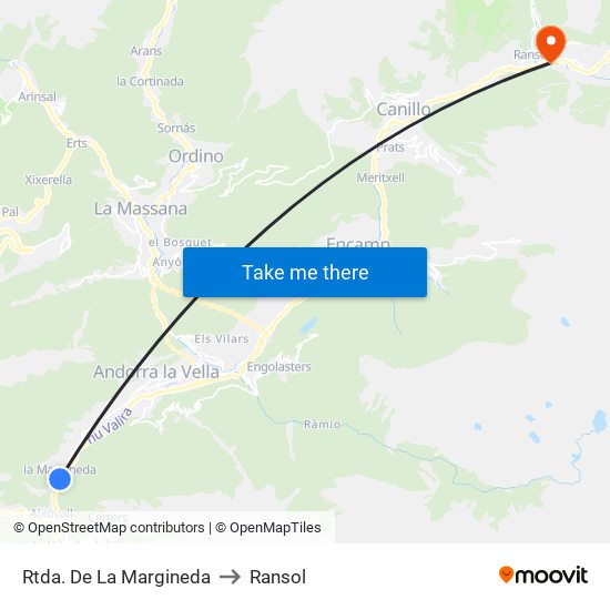 Rtda. De La Margineda to Ransol map