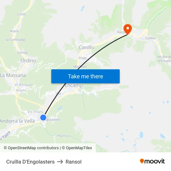 743-Cruïlla D'Engolasters to Ransol map