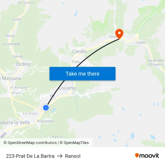 223-Prat De La Bartra to Ransol map