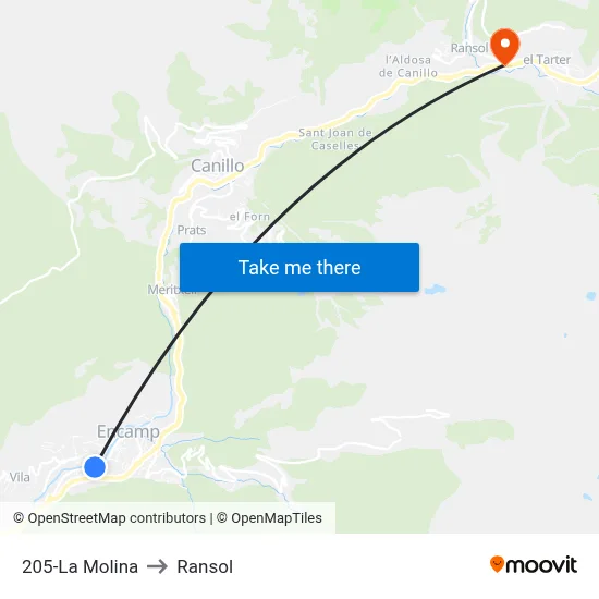 205-La Molina to Ransol map