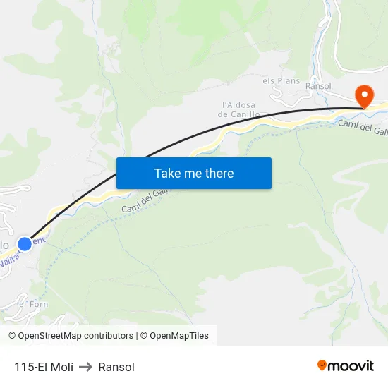 115-El Molí to Ransol map
