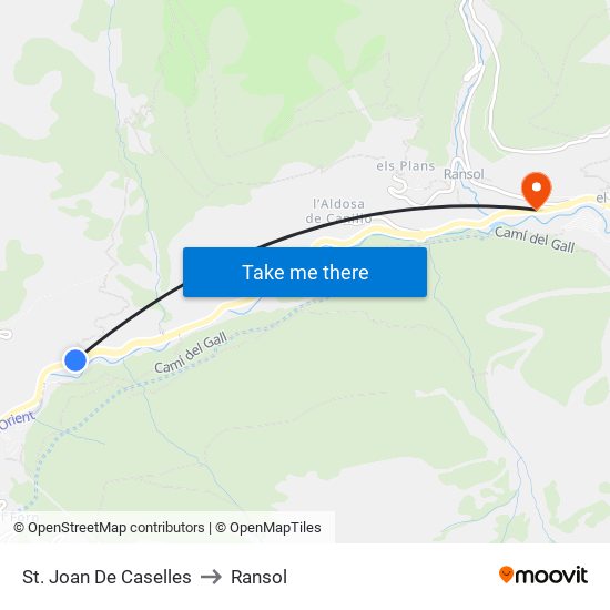 St. Joan De Caselles to Ransol map