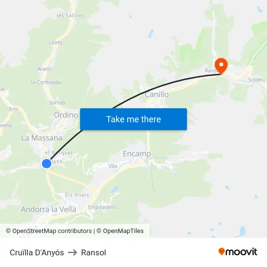 403-Cruïlla D'Anyós to Ransol map