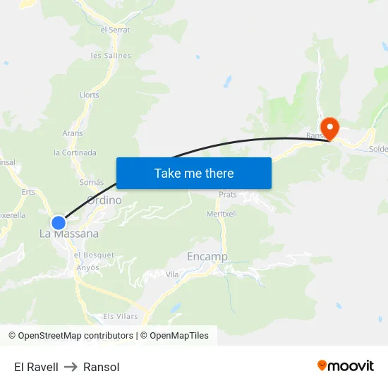 El Ravell to Ransol map