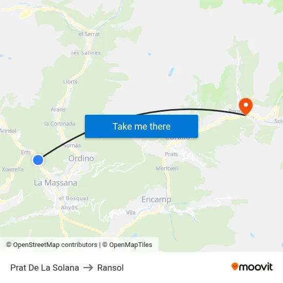 Prat De La Solana to Ransol map