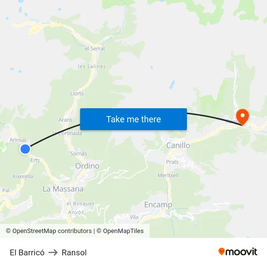 El Barricó to Ransol map