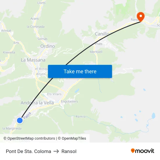 Pont De Sta. Coloma to Ransol map