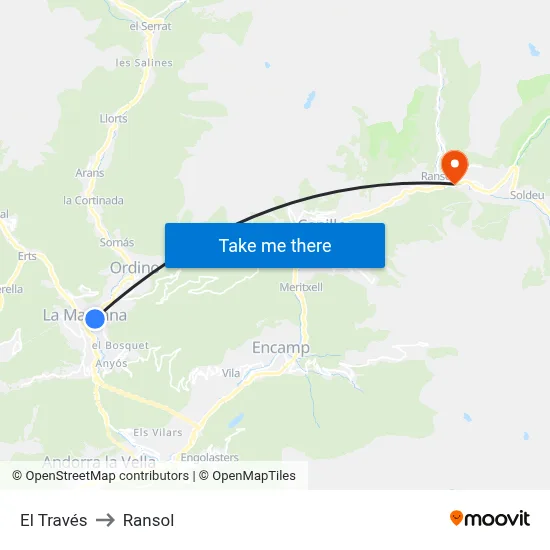 El Través to Ransol map