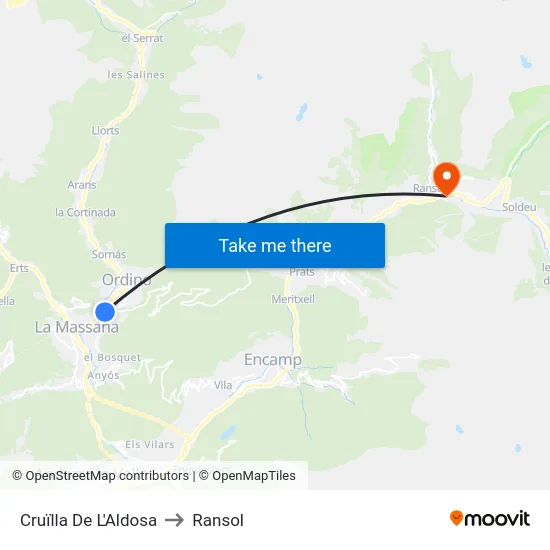 Cruïlla De L'Aldosa to Ransol map