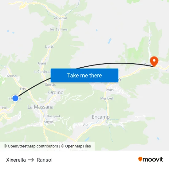 Xixerella to Ransol map