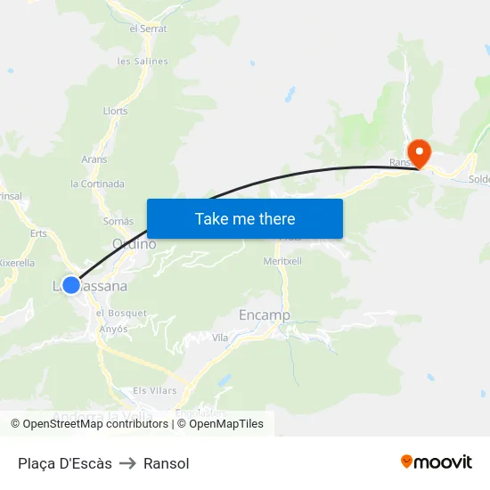 Plaça D'Escàs to Ransol map