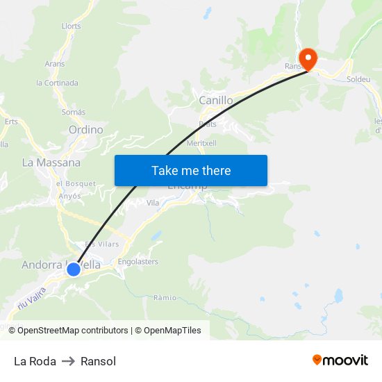 La Roda to Ransol map