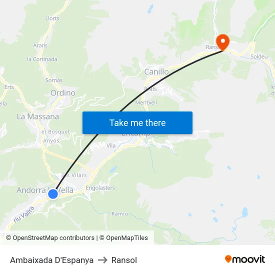 Ambaixada D'Espanya to Ransol map