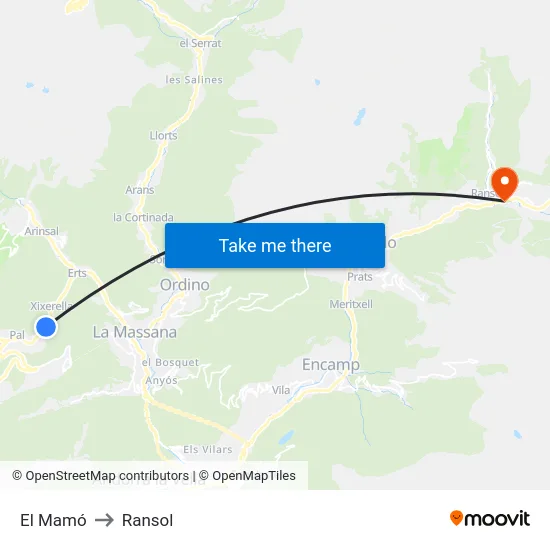 El Mamó to Ransol map