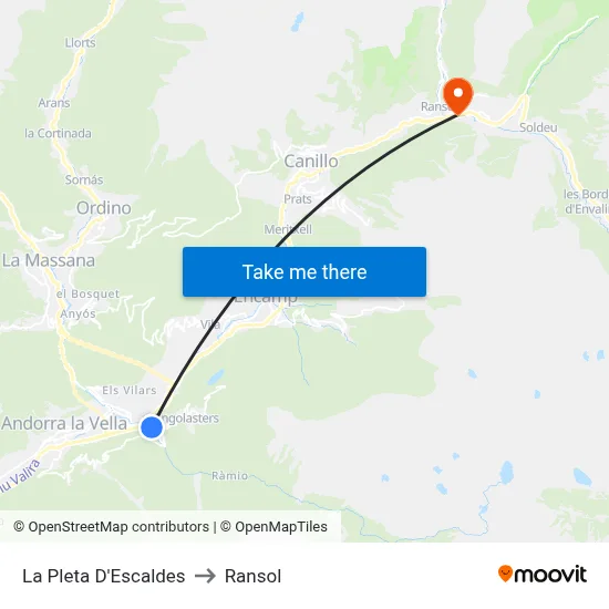 La Pleta D'Escaldes to Ransol map