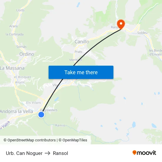 Urb.  Can Noguer to Ransol map