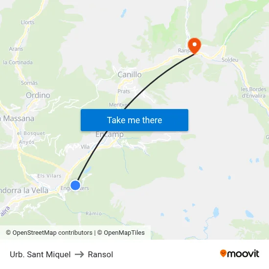 Urb. Sant Miquel to Ransol map