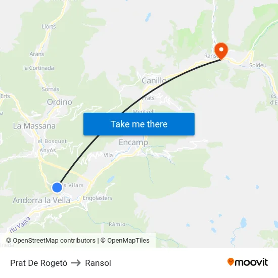 Prat De Rogetó to Ransol map
