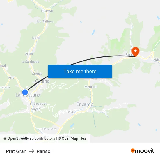 Prat Gran to Ransol map