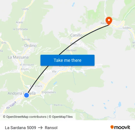La Sardana to Ransol map