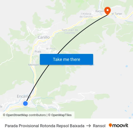 243- El Clos to Ransol map