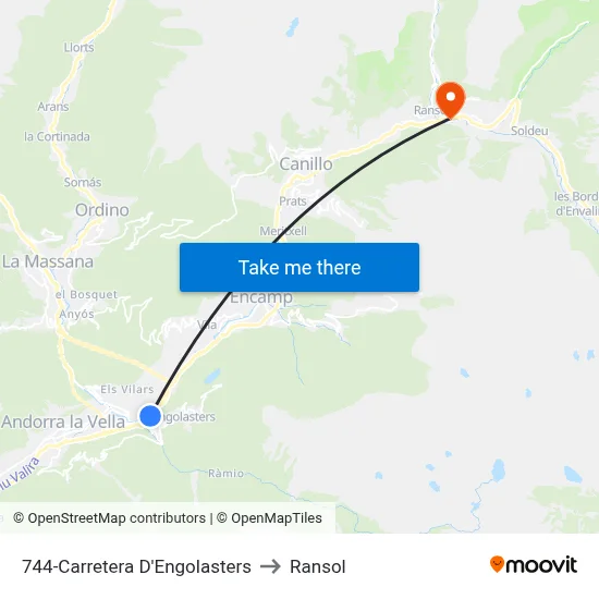 744-Carretera D'Engolasters to Ransol map