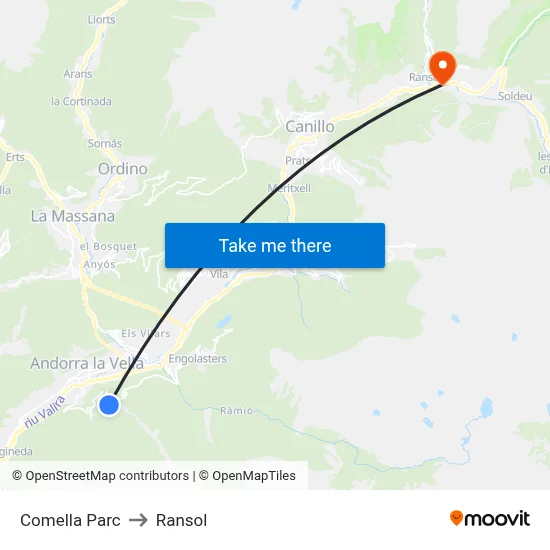 Comella Parc to Ransol map