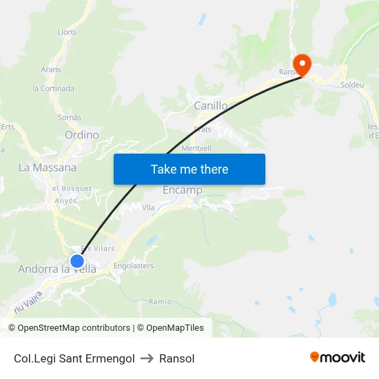Col.Legi Sant Ermengol to Ransol map