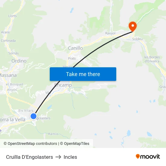 743-Cruïlla D'Engolasters to Incles map