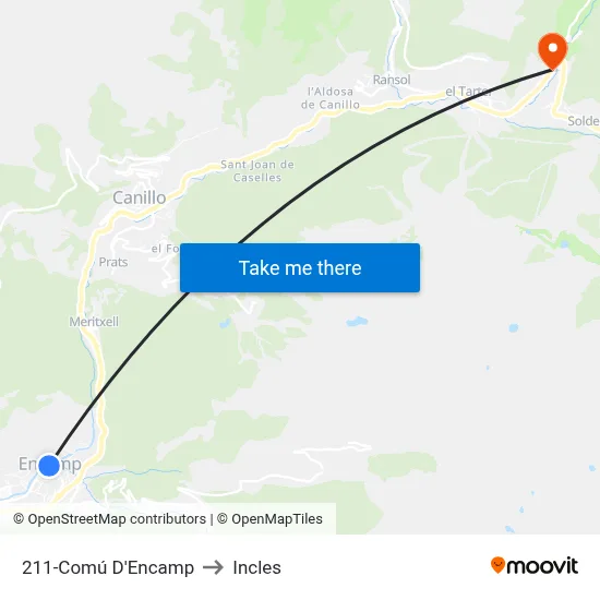 211-Comú D'Encamp to Incles map