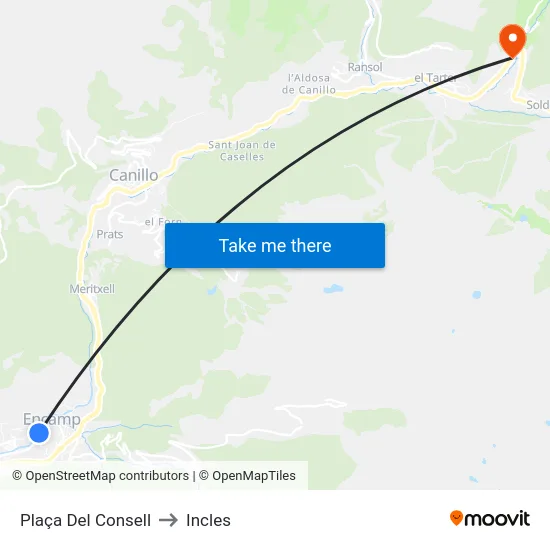 202-Plaça Sant Miquel to Incles map