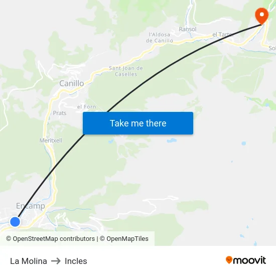 206-La Molina to Incles map