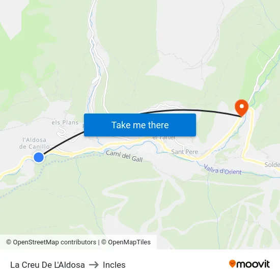132-La Creu De L'Aldosa to Incles map