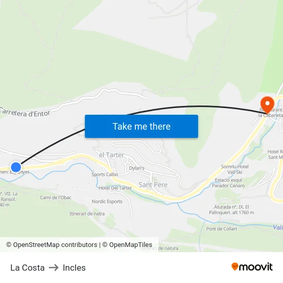 144-La Costa to Incles map