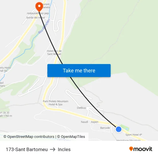173-Sant Bartomeu to Incles map