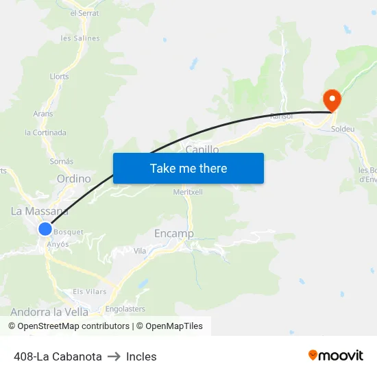 408-La Cabanota to Incles map