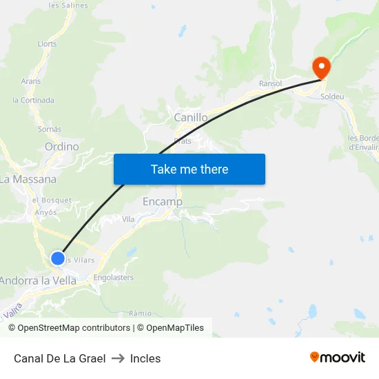 Canal De La Grael to Incles map