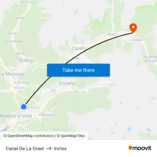 Canal De La Grael to Incles map
