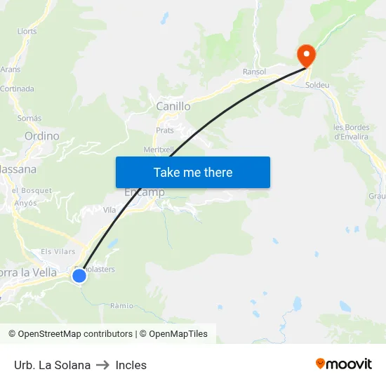 Urb. La Solana to Incles map