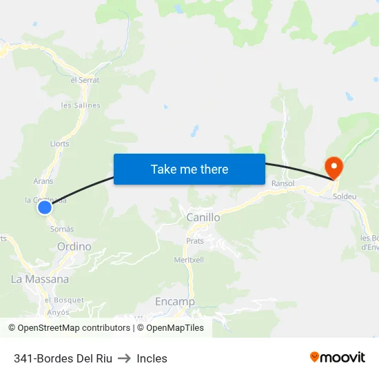 341-Bordes Del Riu to Incles map