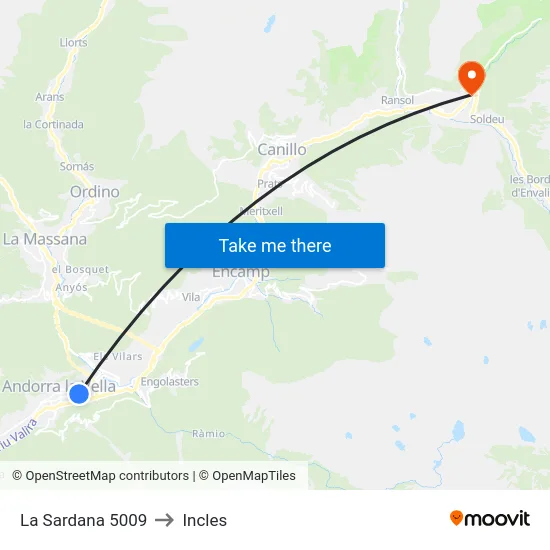 La Sardana to Incles map
