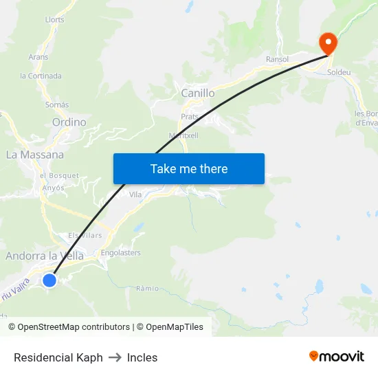 Residencial Kaph to Incles map