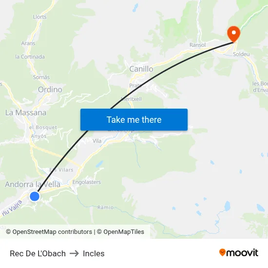 Rec De L'Obach to Incles map